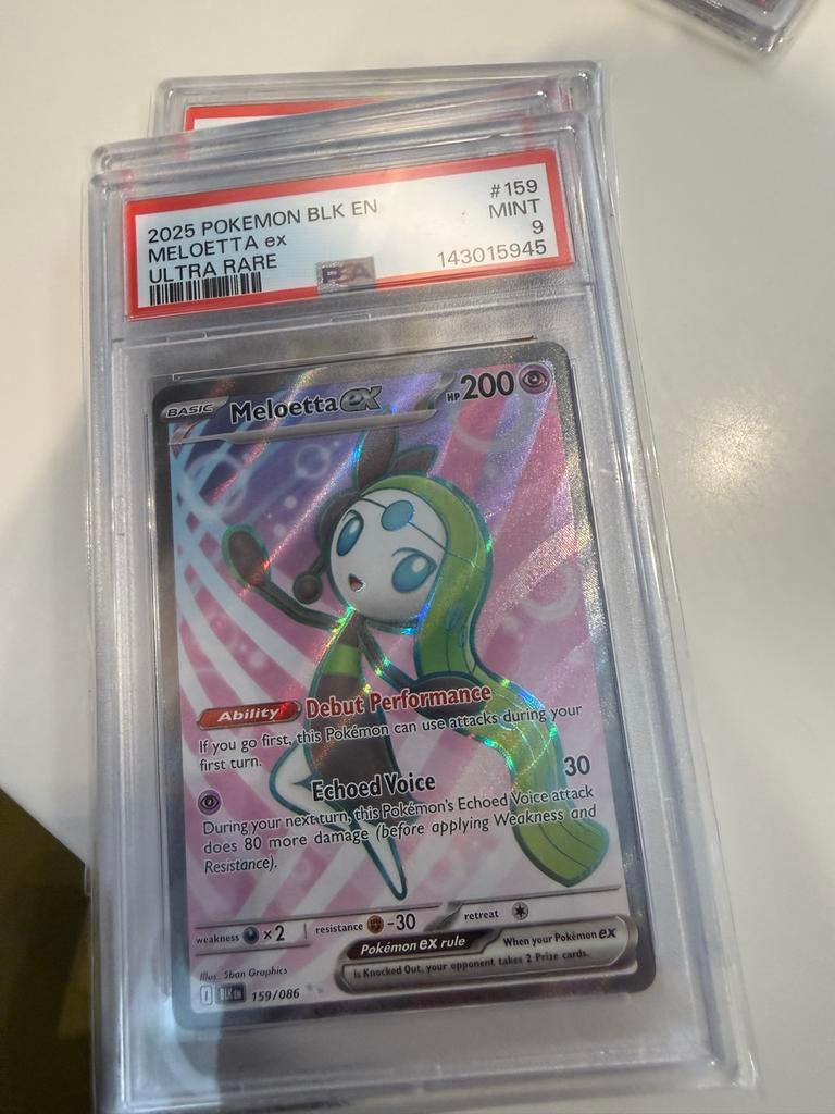Meloetta ex Ultra Rare Pokémon Kaart PSA 9 Mint, Ophalen of Verzenden, Zo goed als nieuw, Losse kaart