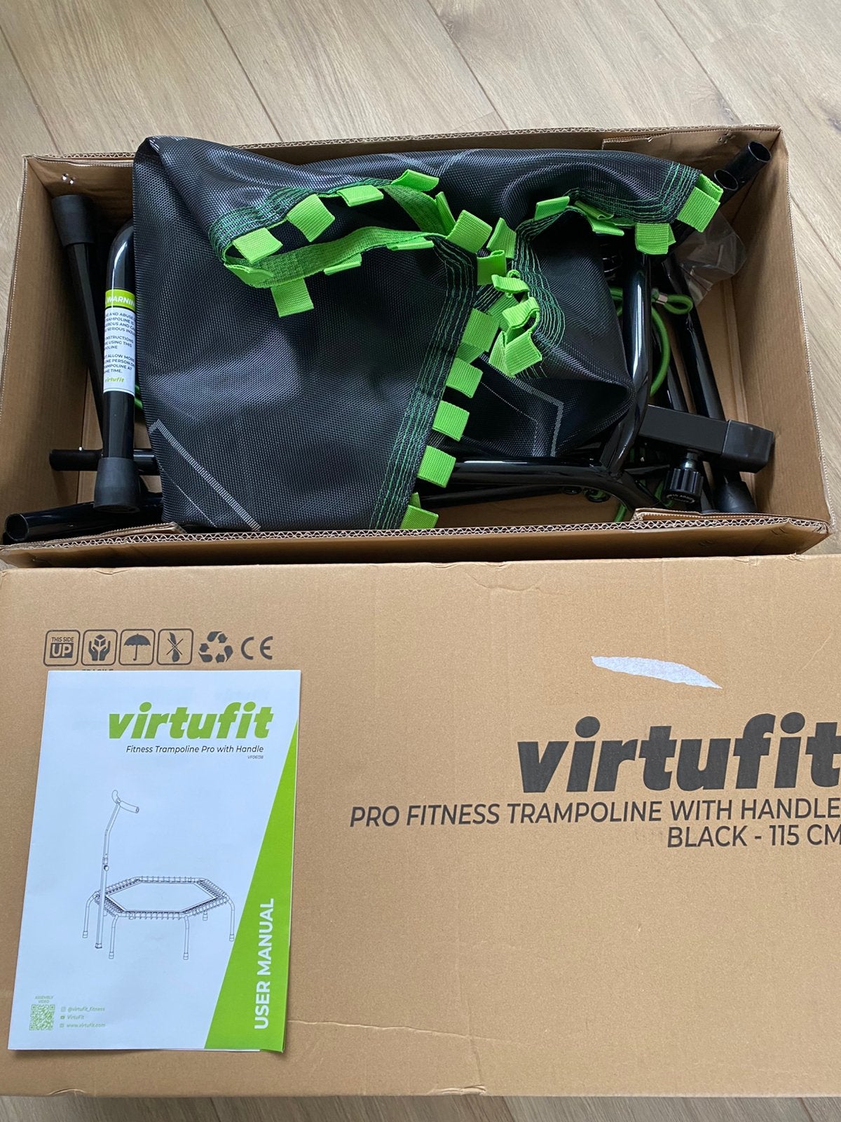VirtuFit Pro Fitness Trampoline met beugel Zwart 115cm, Ophalen of Verzenden, Zo goed als nieuw
