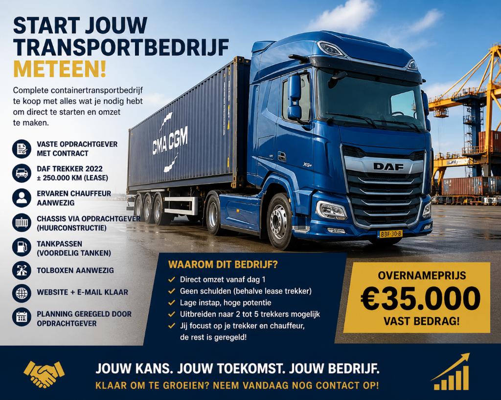 Start je eigen transportbedrijf – Direct omzet & zekerheid!