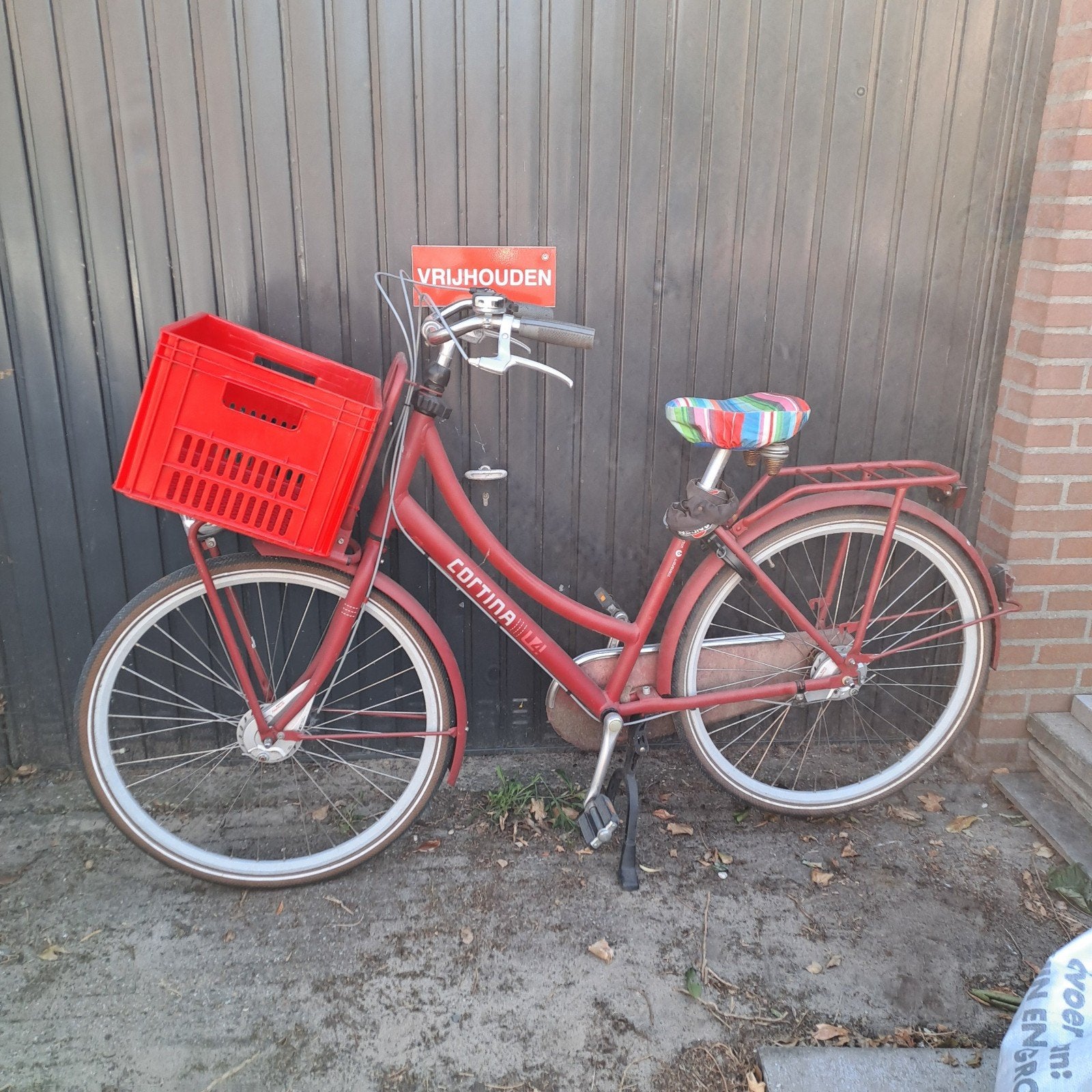 Damesfiets Utility Cortina U4 rood met krat, Ophalen, Gebruikt, Cortina U4 transportfiets, Versnellingen