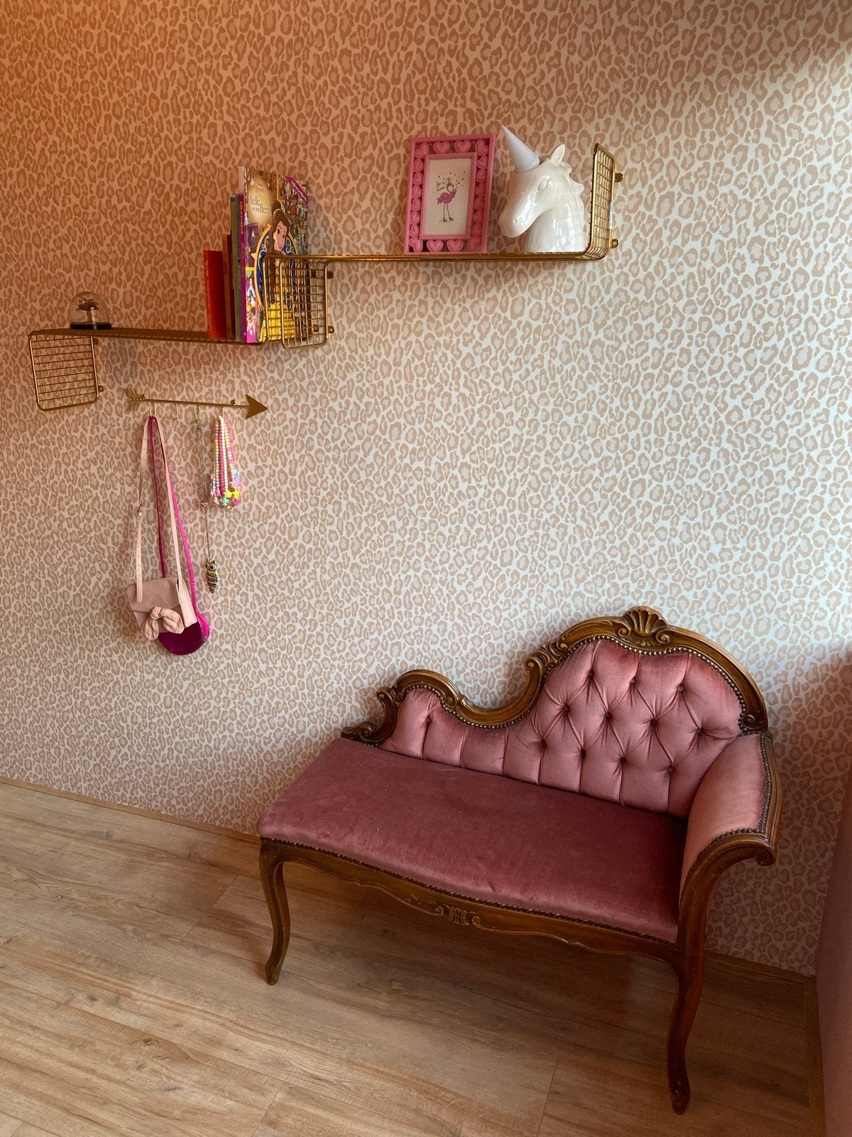 Vintage roze fluwelen chaise longue, Ophalen
