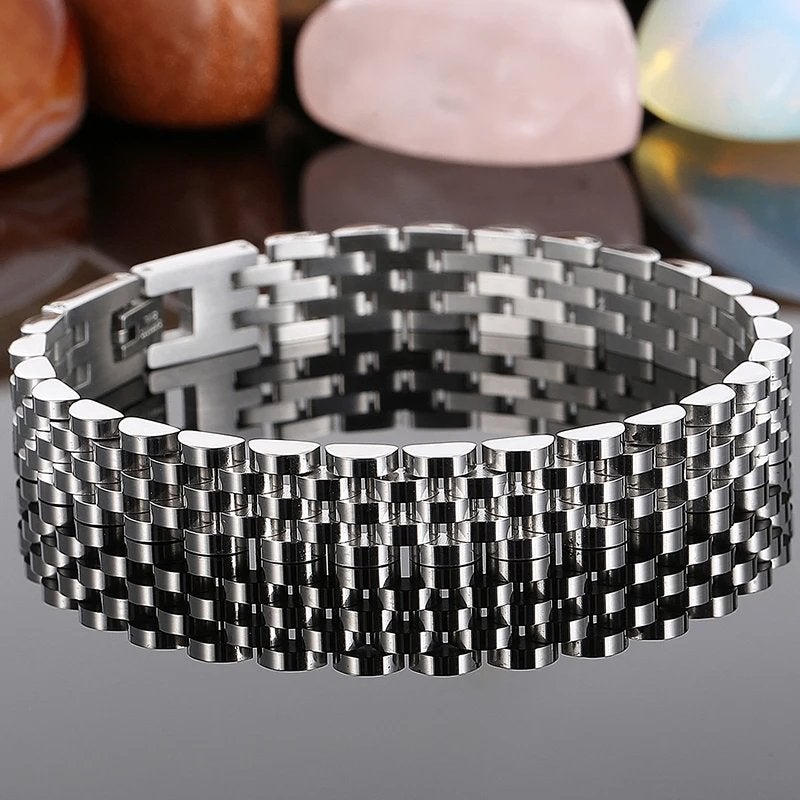 Heren Zilverkleurige Jubilee Armband, Verzenden, Nieuw, Zilver, Staal