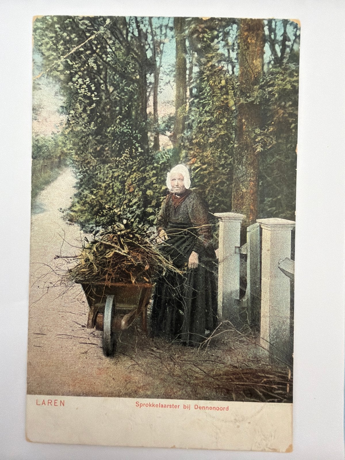 Oude Ansichtkaart Laren: Sprokkelaarster bij Dennenoord, Verzenden, Voor 1920, Gelopen, Noord-Holland