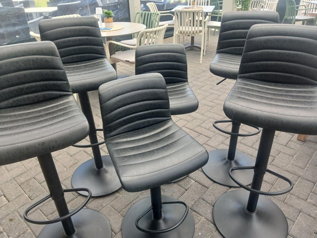 Set van 6 verstelbare barkrukken met rugleuning, Huis en Inrichting, Barkrukken, Ophalen, 90 cm of meer, In hoogte verstelbaar