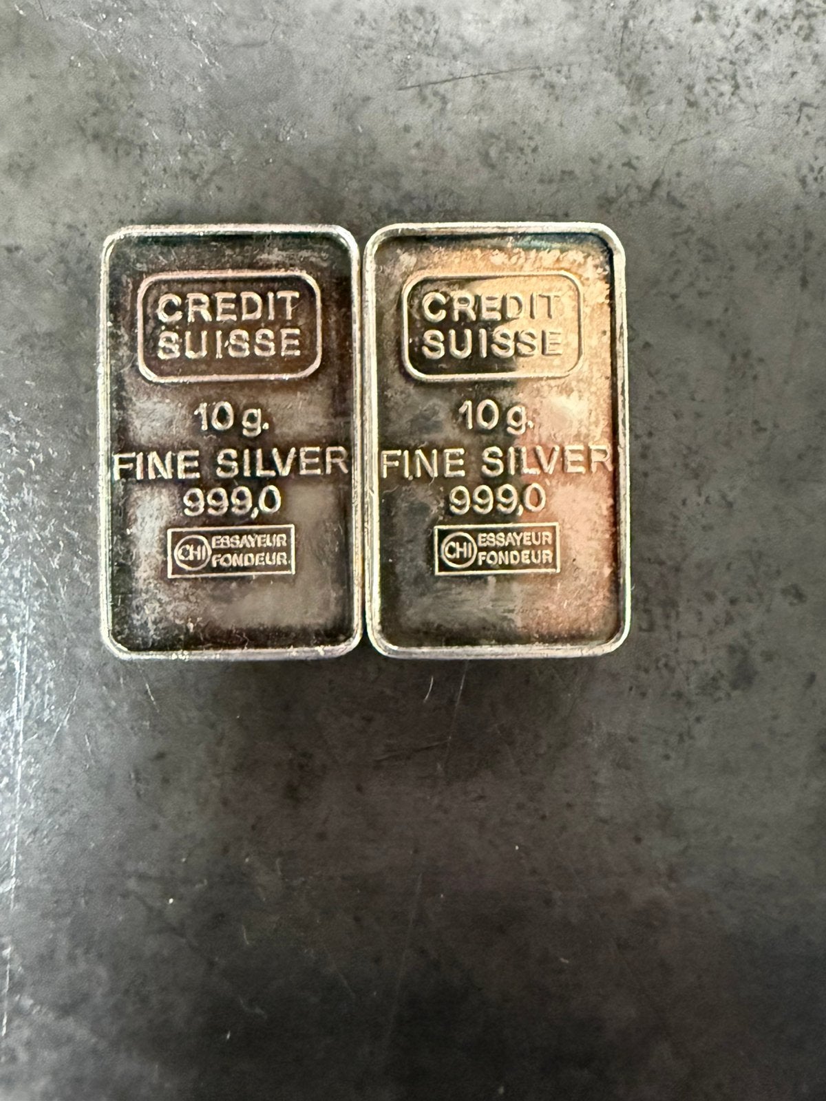 2x 10 gram credit suisse ziverbaar 999, Ophalen of Verzenden, Zilver