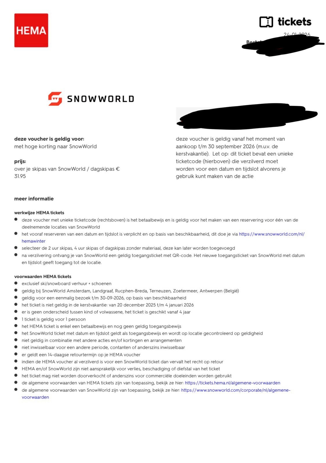 Snowworld dag pas (8 uur), Eén persoon, Overige soorten, Arrangement, Overige typen