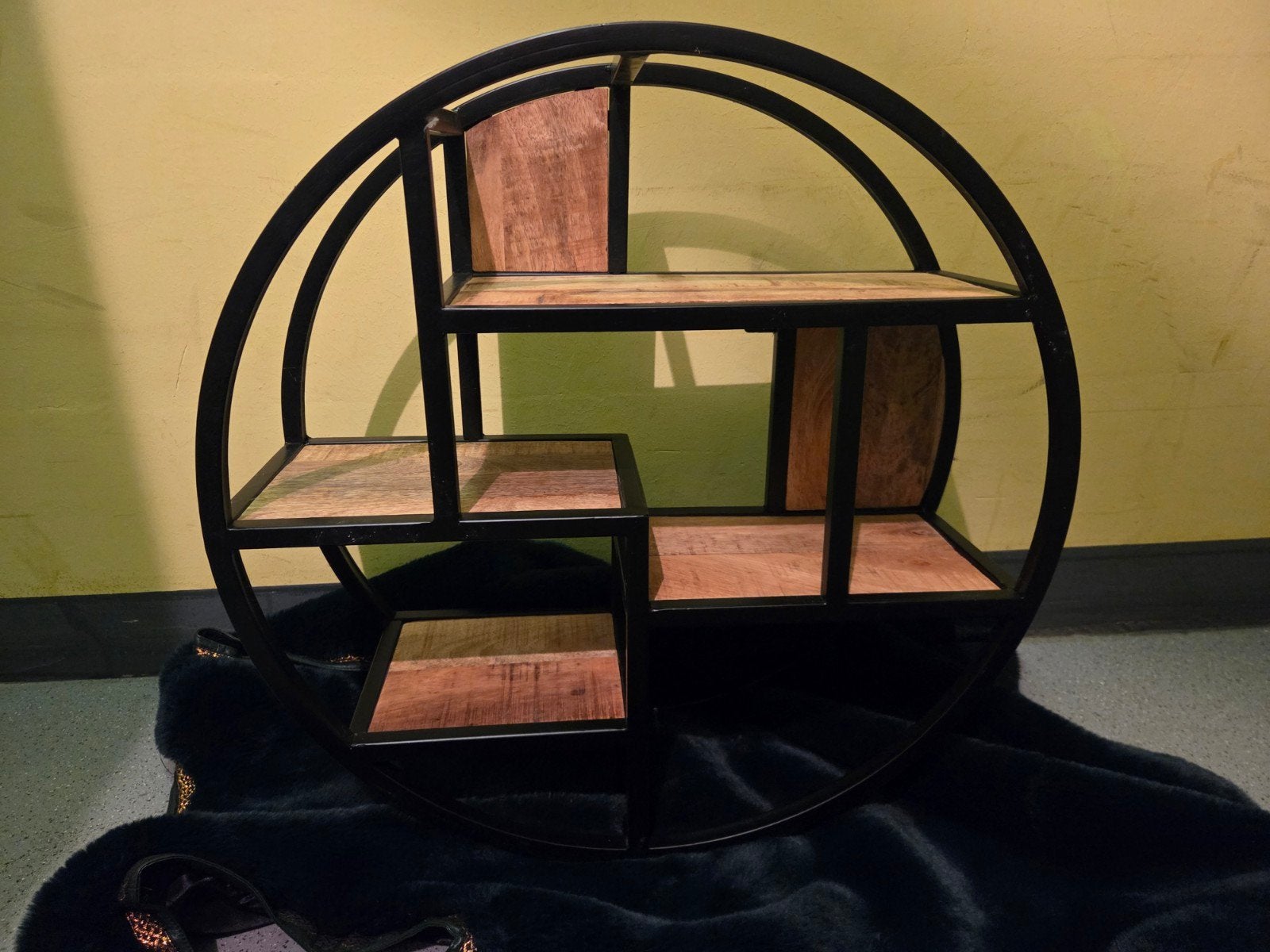 Rond wandrek met houten planken - Industrieel design 60cm, Ophalen, Zo goed als nieuw