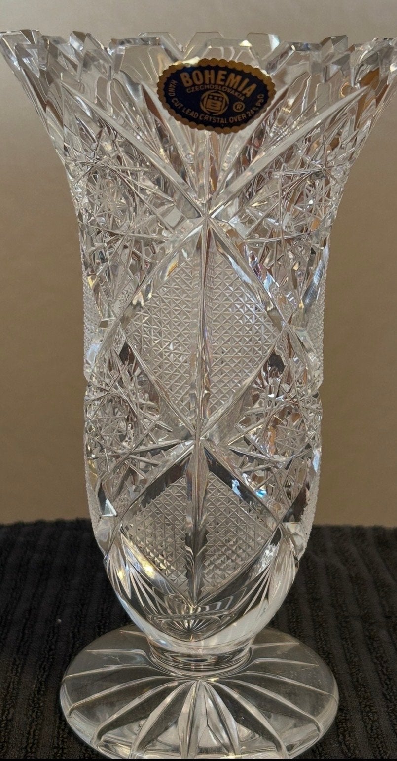 Bohemia Kristallen Vaas 20 cm - Tsjechoslowakije, Ophalen