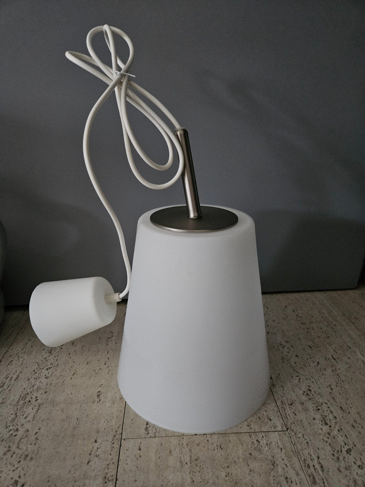 2 Hanglampen , wit melkglas, Ophalen, Nieuw, E27 (groot), Glas