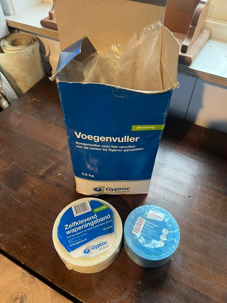 Voegenvuller en wapeningsband voor gipsplaten, Minder dan 4 cm, Overige materialen, Ophalen of Verzenden, Zo goed als nieuw