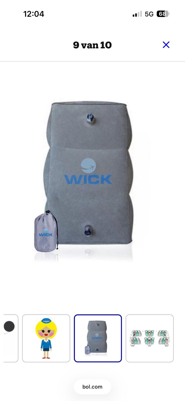 Wick Wings - Wick Air Vliegtuigbedje - Reiskussen, Ophalen of Verzenden, Zo goed als nieuw, 30 cm of meer, Minder dan 35 cm