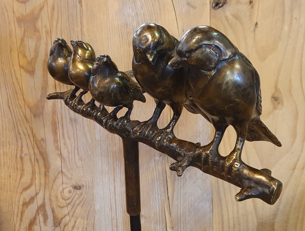 5 VOGELS OP TAK / FAMILIE / TUINSTEKER / BRONS, Tuin en Terras, Tuinbeelden, Dierenbeeld, Nieuw, Info@huisentuindecoratiemarie.nl