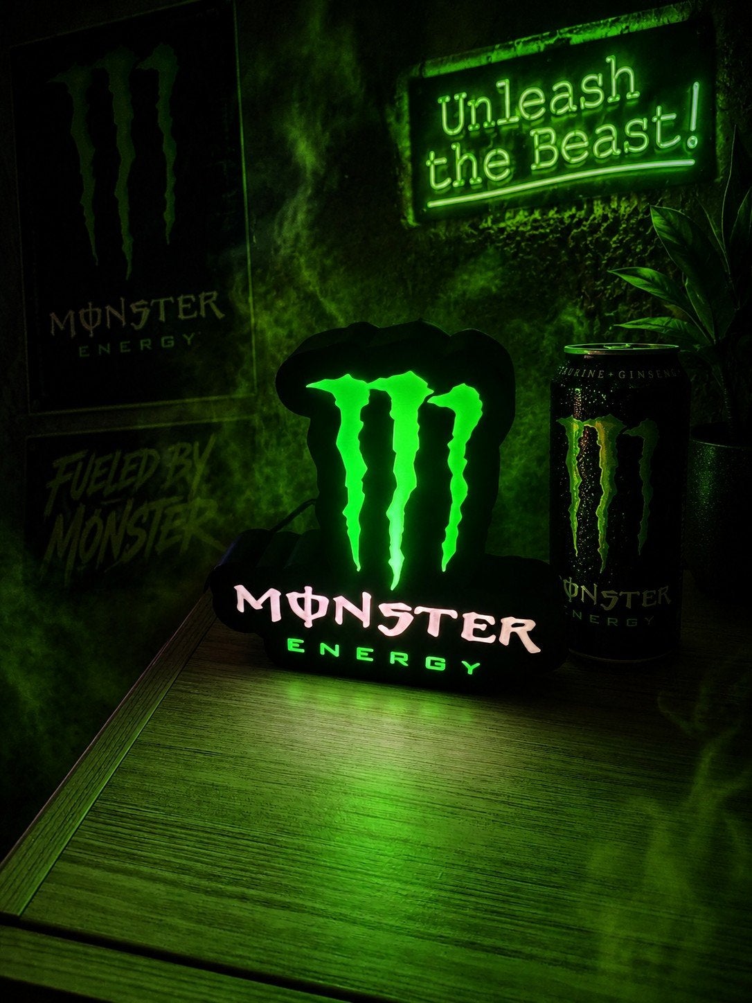 Monster Energy LED Licht - USB Aansluiting - 19x19x4cm, Huis en Inrichting, Ophalen of Verzenden