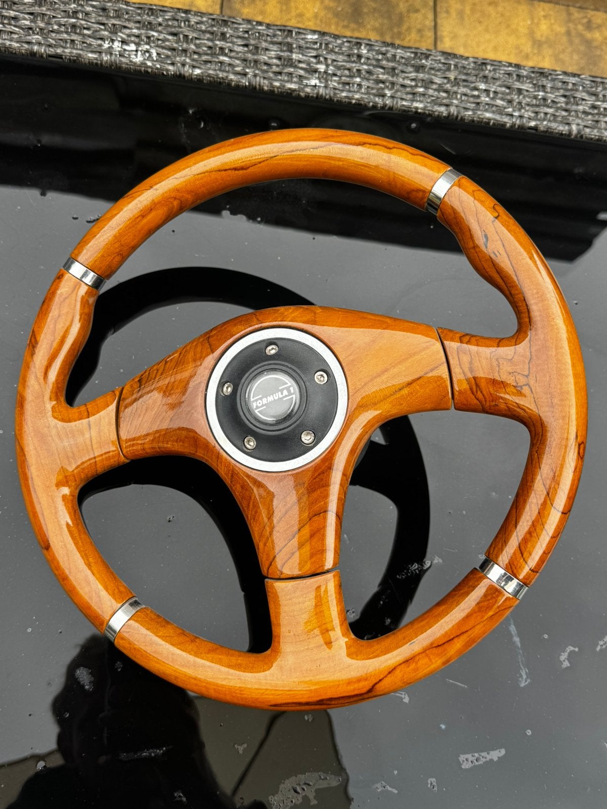 Houten stuurwiel 34cm, Ophalen of Verzenden, Gebruikt, Universele onderdelen