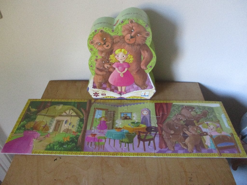 Djeco puzzel: Goudklokje en de drie beren, 24 stukjes, Kinderen en Baby's, Ophalen of Verzenden, 10 tot 50 stukjes, Gebruikt, 2 tot 4 jaar