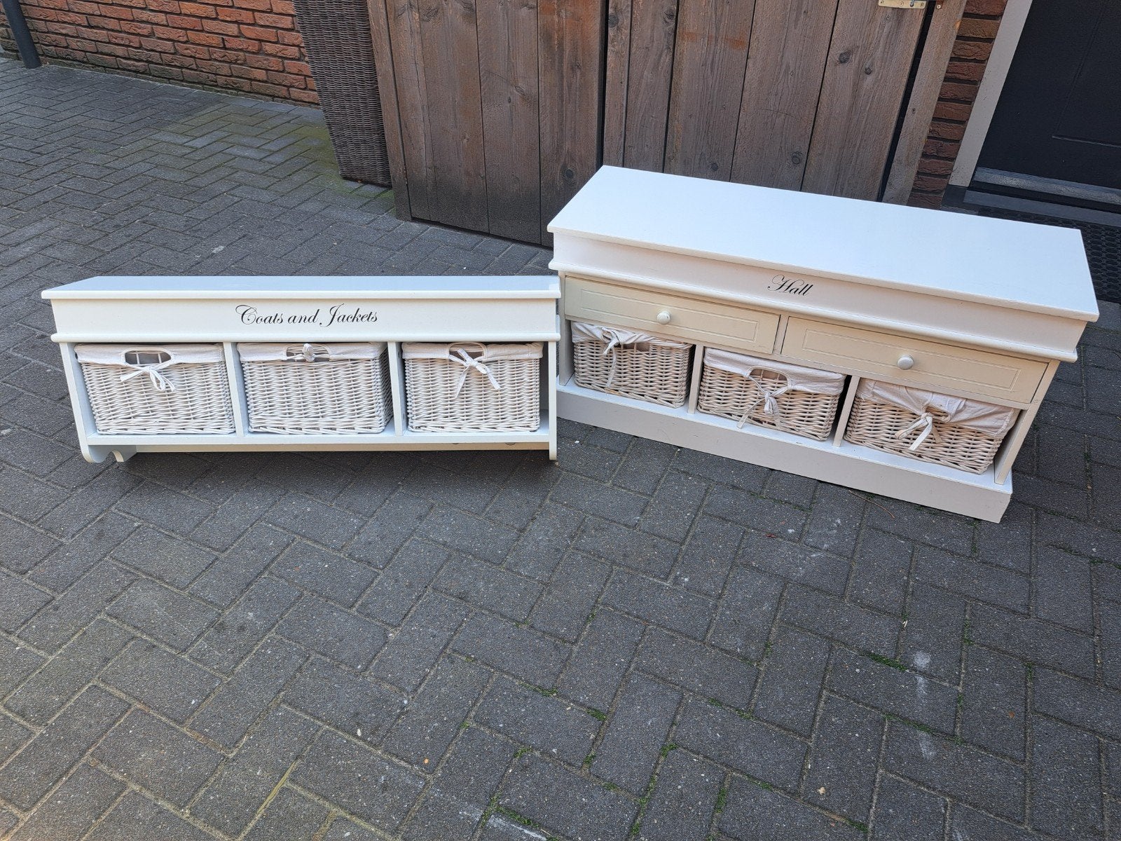 Witte kapstok met mandjes en lades - Set van 2, Gebruikt, Minder dan 100 cm, Hout, Ophalen