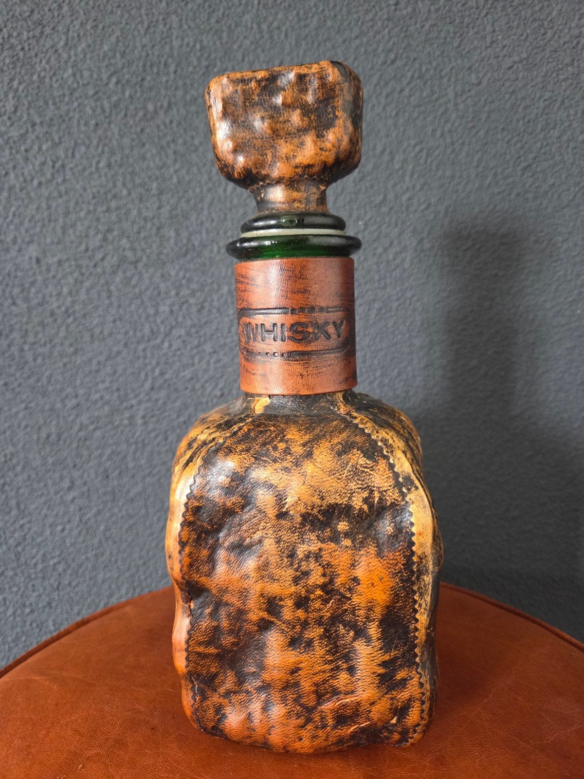 Vintage Whisky Fles met Leren Bekleding, Ophalen of Verzenden