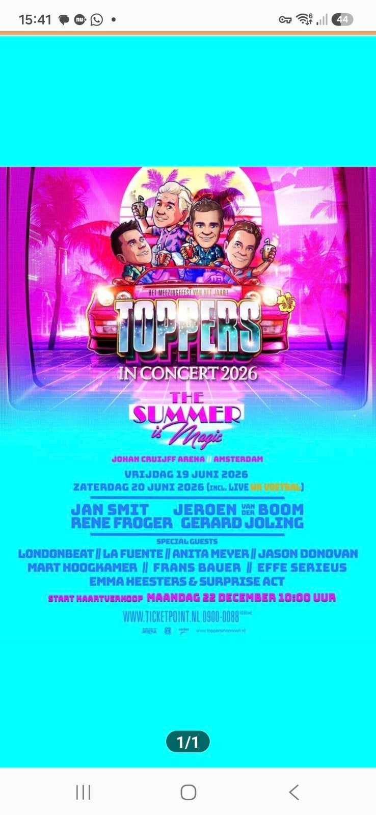 Toppers 20 juni - 2 zitplekken, Tickets en Kaartjes, Twee personen, Juni, Levenslied