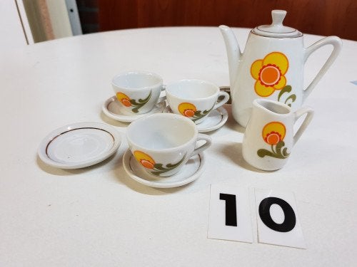 mini servies gele bloemen, Ophalen of Verzenden