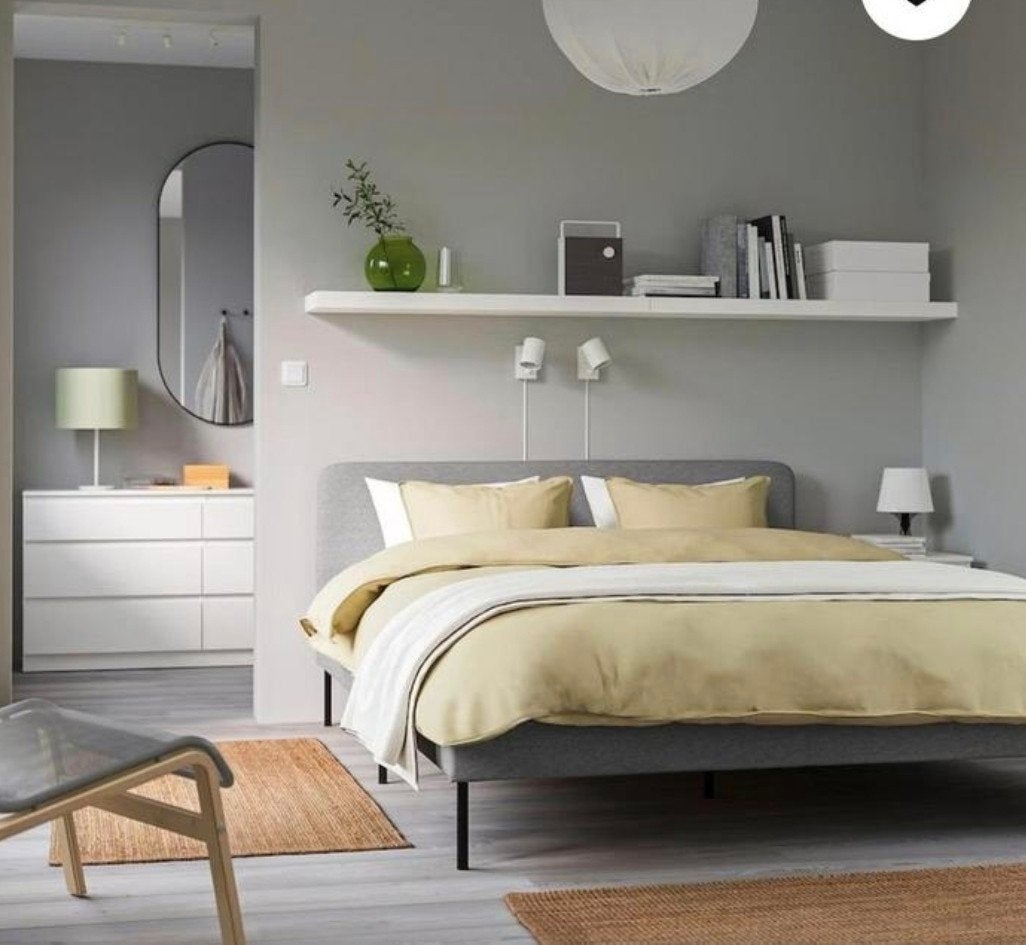 Complete Ikea double bed,slatted bases,good mattress 140x200, Ophalen, Zo goed als nieuw, Tweepersoons