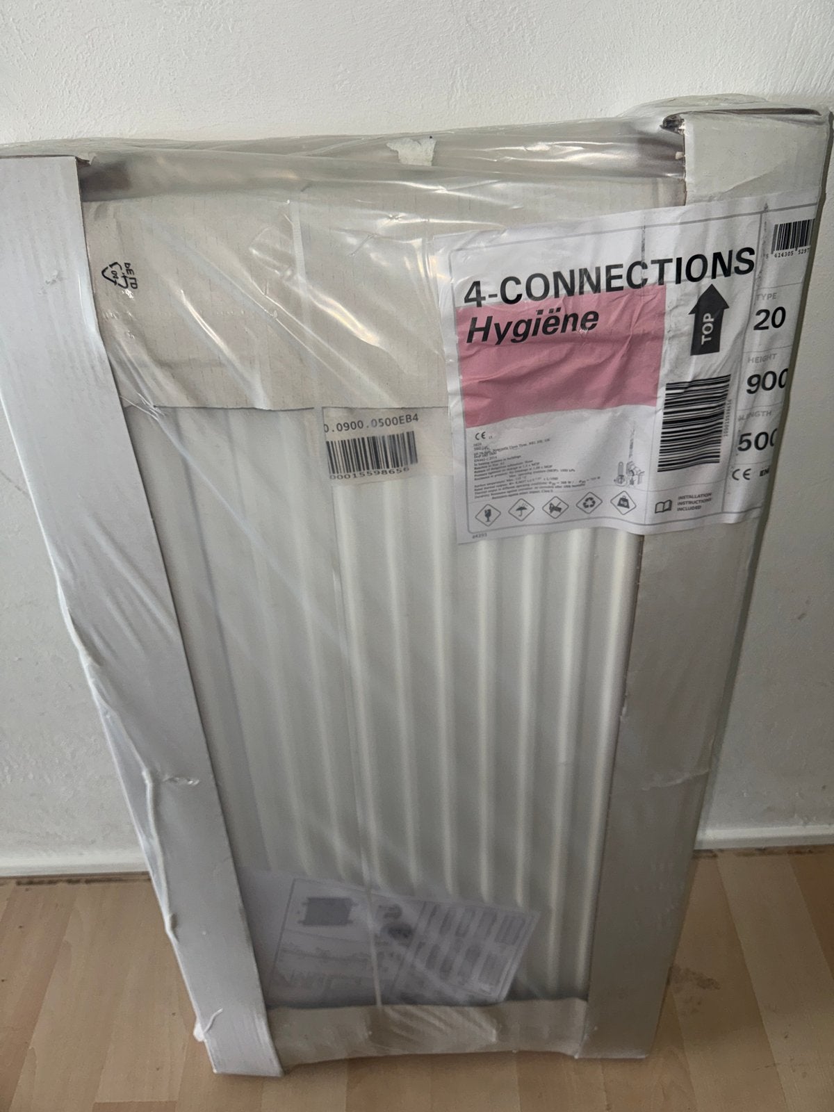 Nieuwe 4-CONNECTIONS Hygiëne radiator, 900x500mm, Ophalen, 500 tot 800 watt, Radiator, Nieuw