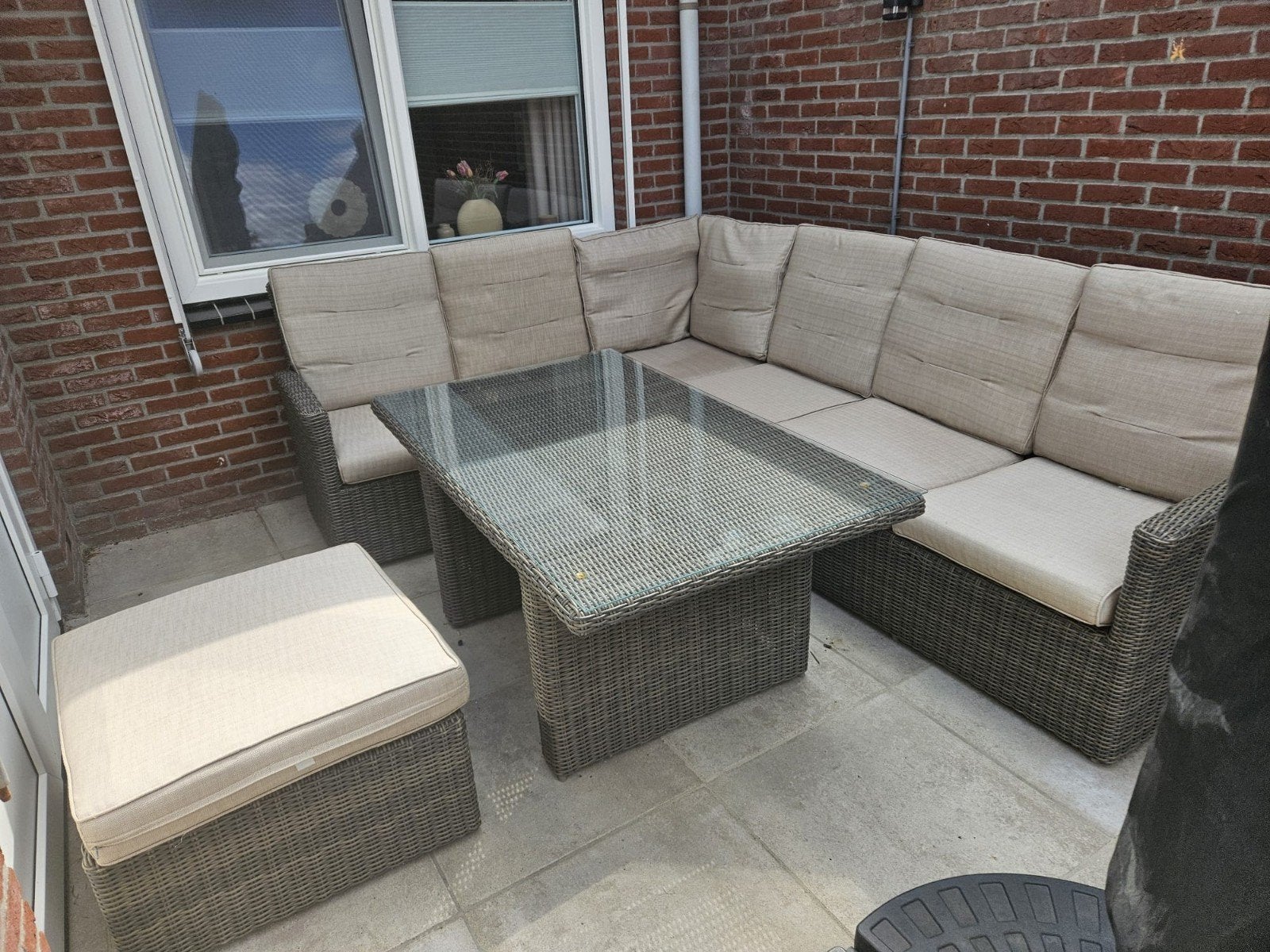 Hartman Essential Hoek Loungeset compleet, Tuin en Terras, Ophalen, 5 zitplaatsen, Gebruikt, Bank