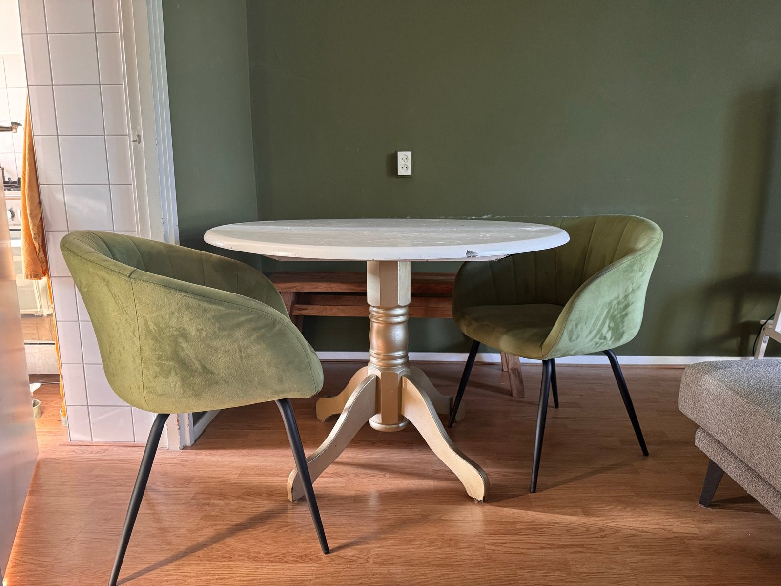 Ronde eettafel (Ø 110 cm) met optioneel 2 stoelen, Ophalen, Gebruikt, 100 tot 150 cm, Rond