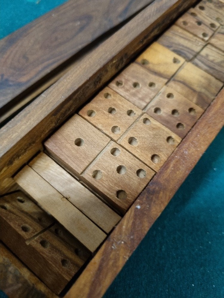 domino stenen teakhout handgemaakt, Ophalen of Verzenden, 'T Olde Gre-j, Info@toldegrej.nl, Endepoelstraat 20f Didam
