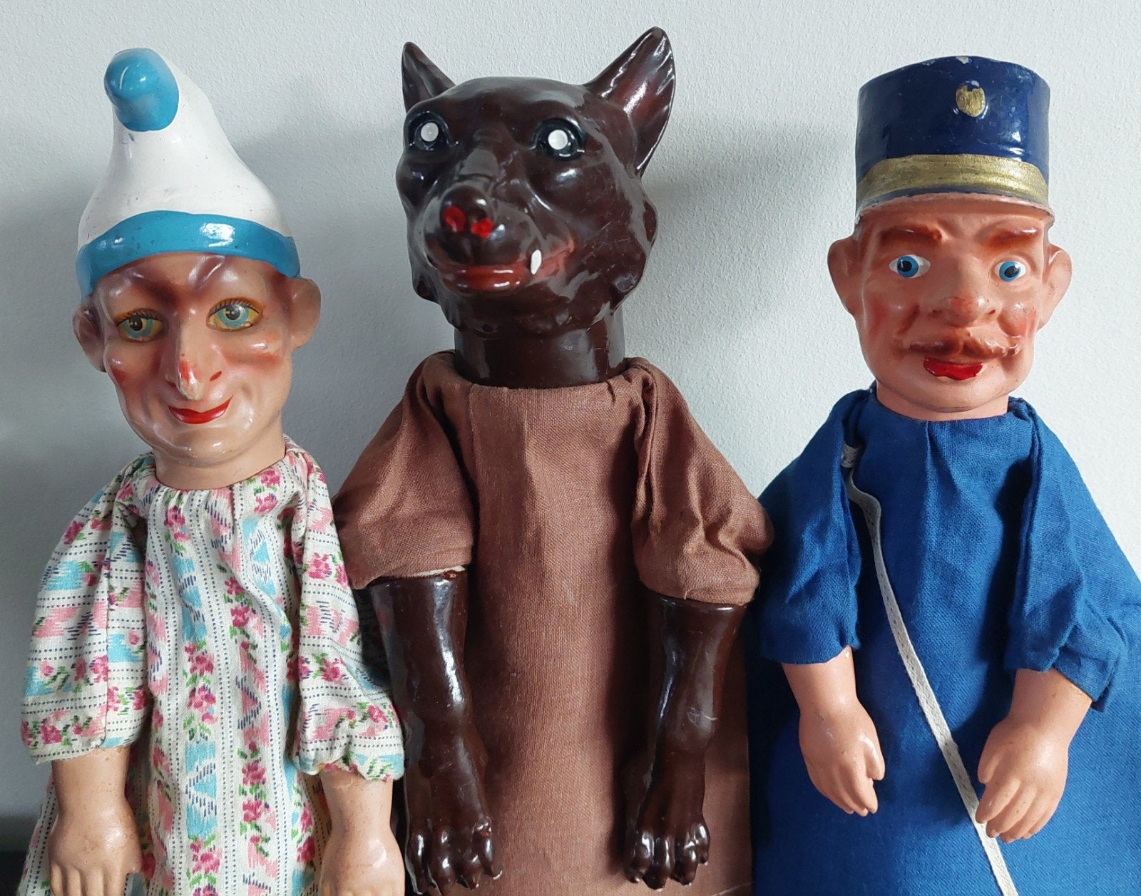 Antieke poppenkastpoppen Beeusaert Deinze 1950 composiet., Ophalen