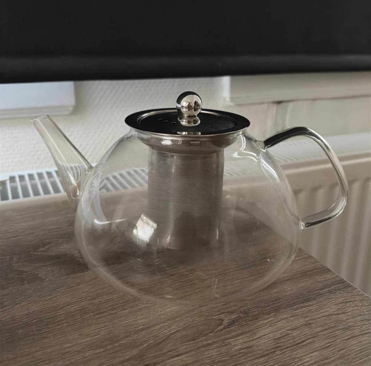 Glazen theepot met RVS filter - Xenos - D 15 cm, Theepot/fluitketel, Ophalen of Verzenden, Overige merken, Glas