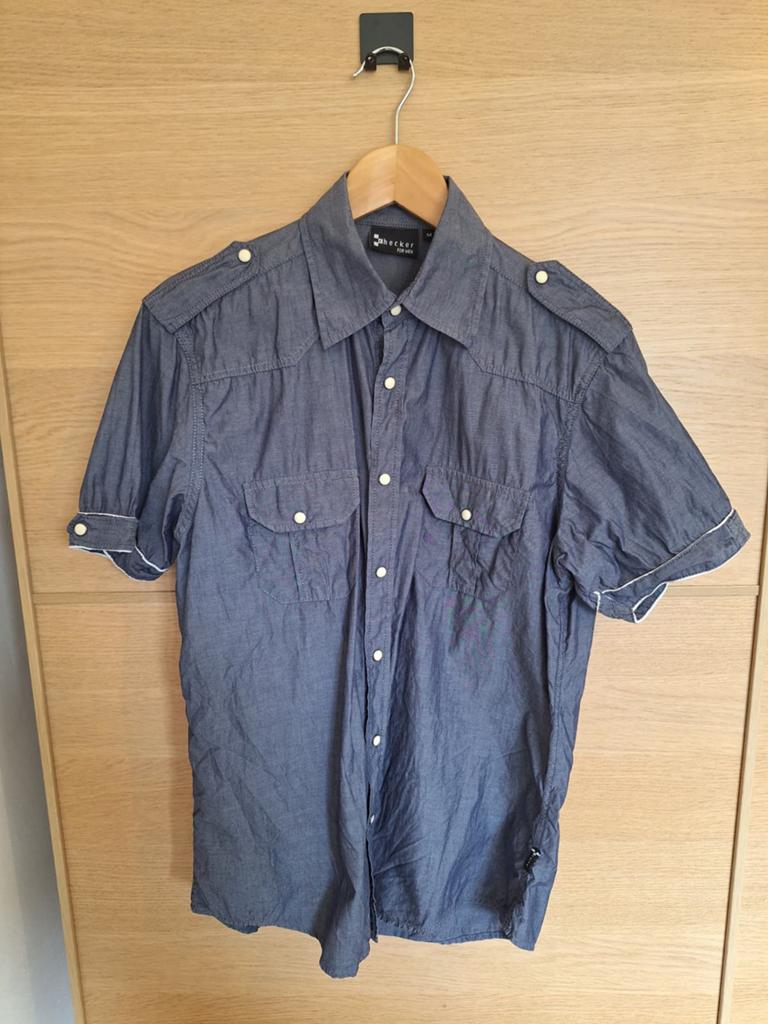 Herenhemd van Checker - maat M, Ophalen of Verzenden, Zo goed als nieuw, Blauw