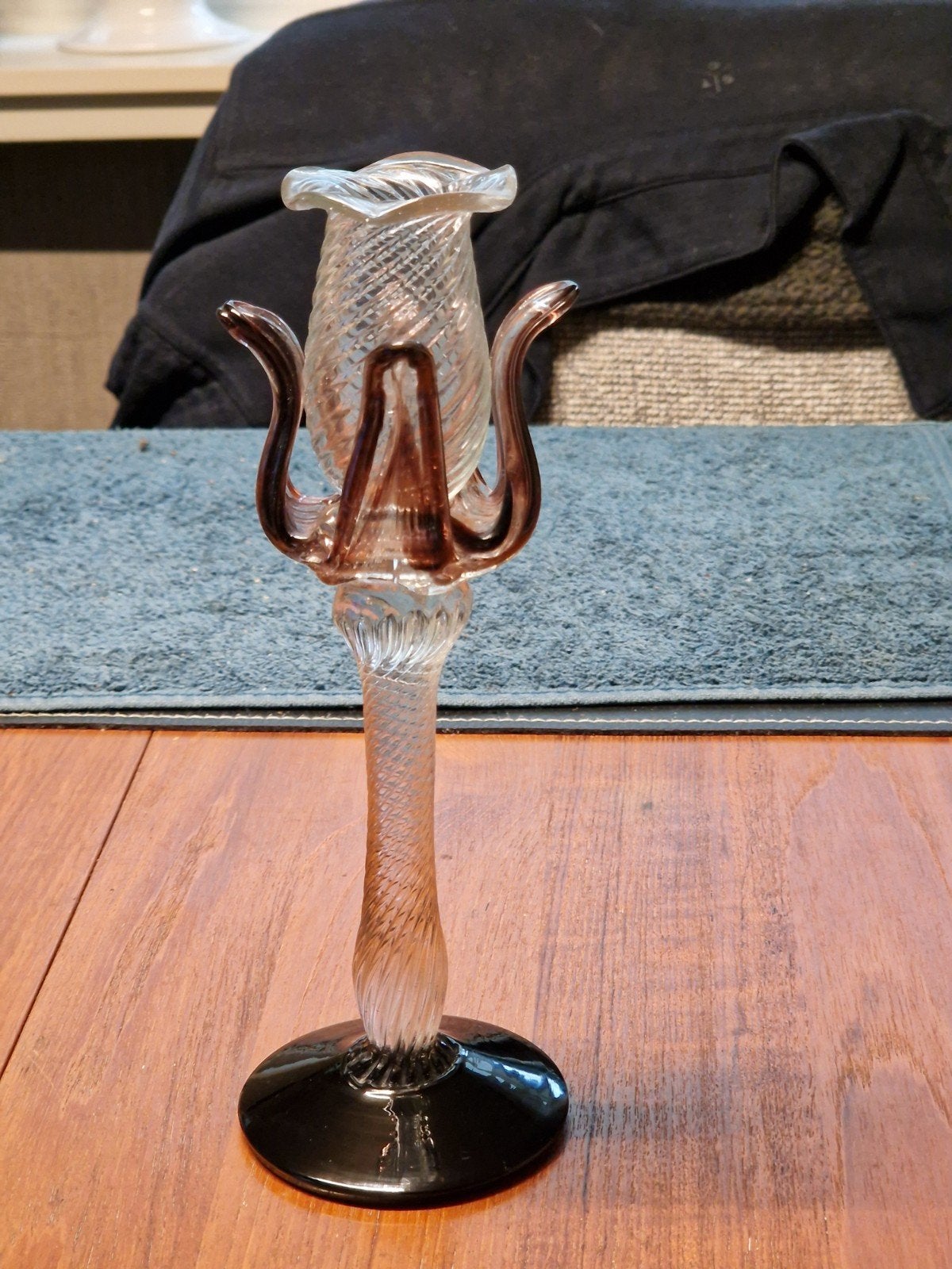 Vintage Murano Kandelaar voor 1 kaars 21cm hoog., Antiek en Kunst, Antiek | Glas en Kristal, Ophalen of Verzenden