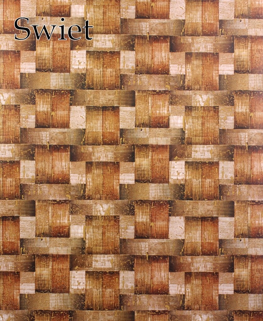 5735 Vinyl behang met vlechtwerk in bruin en caramel swiet, Ophalen of Verzenden, Beige