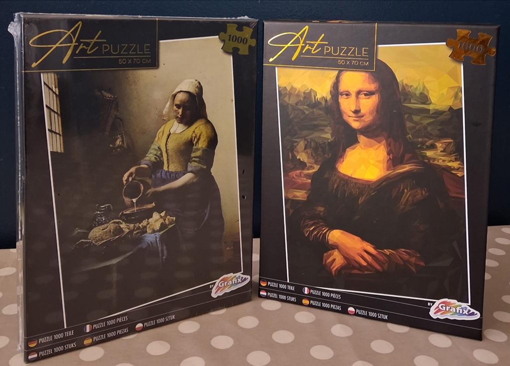 Art Puzzle: Melkmeisje & Mona Lisa (1000 stukjes), Ophalen of Verzenden, Meer dan 50 stukjes, Nieuw, 6 jaar of ouder