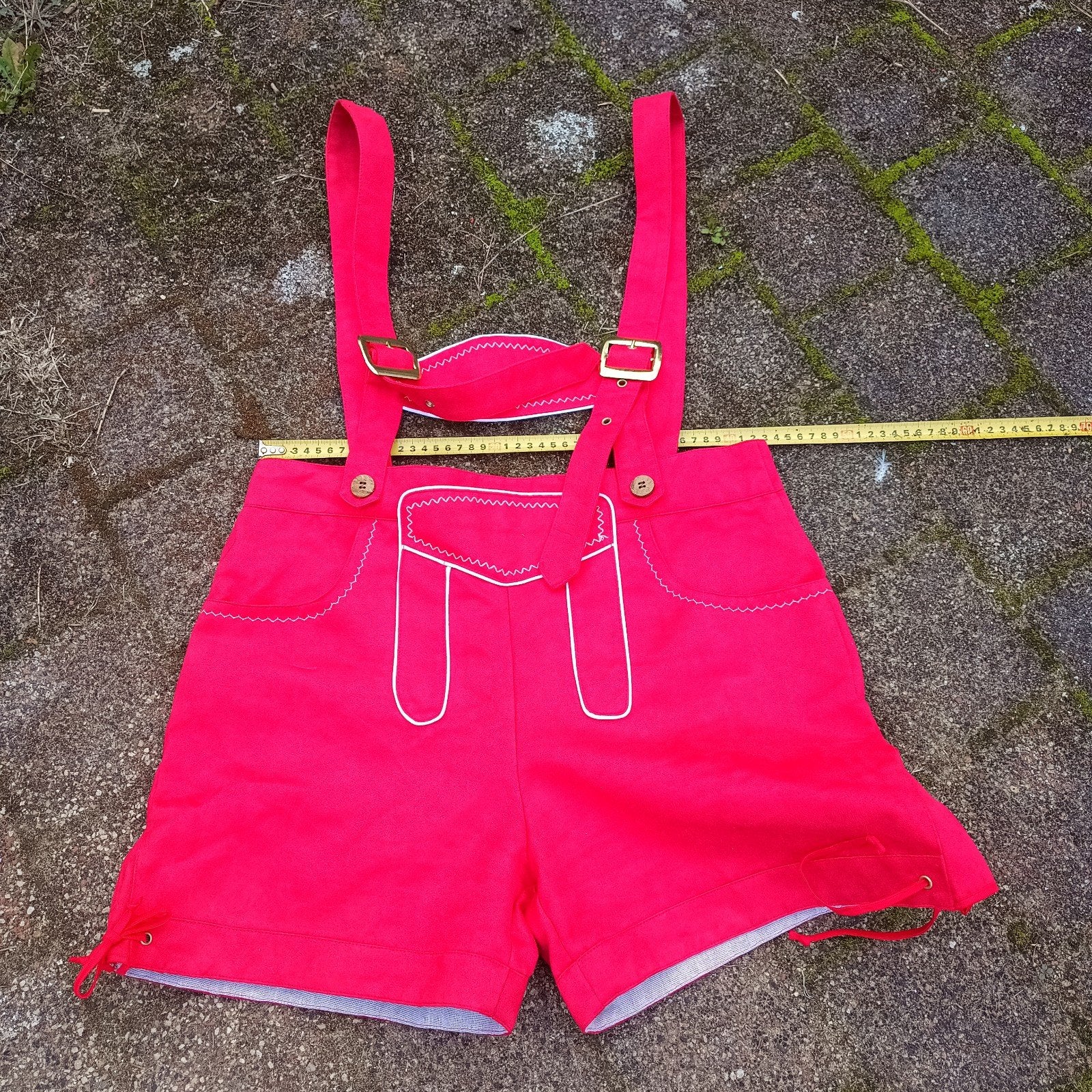 Lederhose 50 imitatie feestartikel Oktoberfest bretels, Ophalen of Verzenden, Zo goed als nieuw, Maat 48/50 (M)