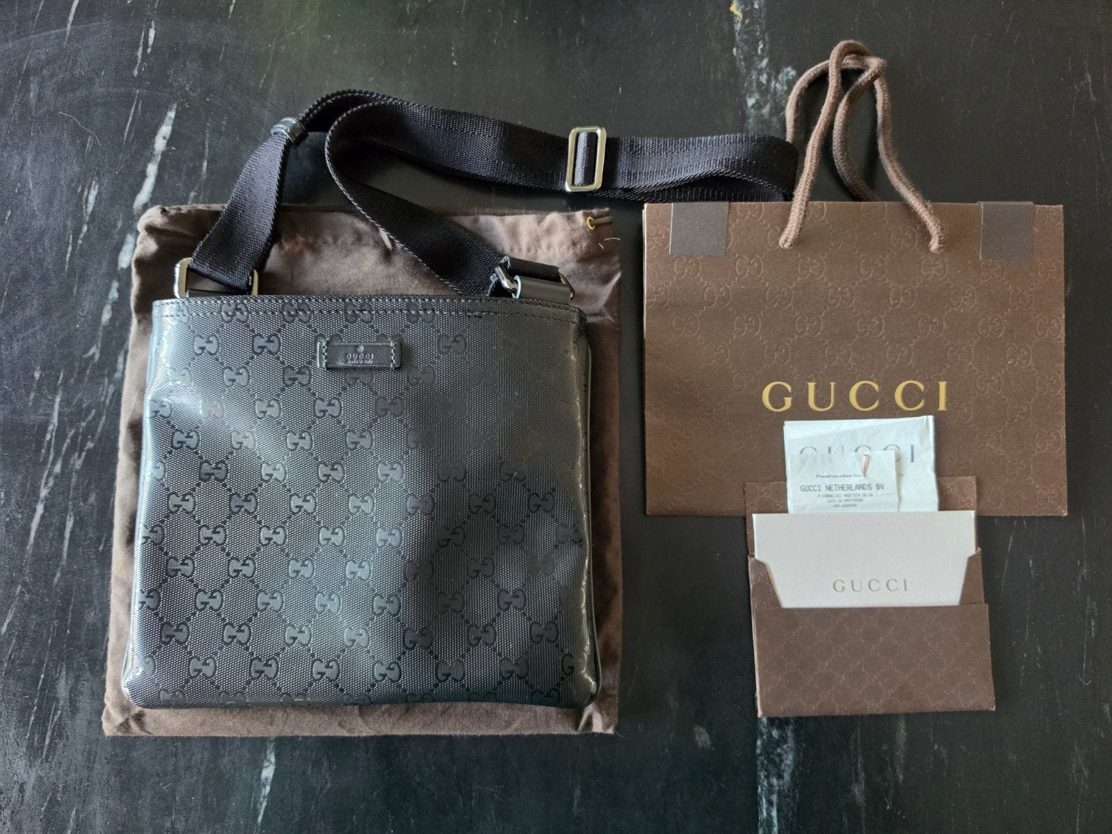 Gucci GG imprime messenger bag momogram, Ophalen, Zo goed als nieuw, Zwart