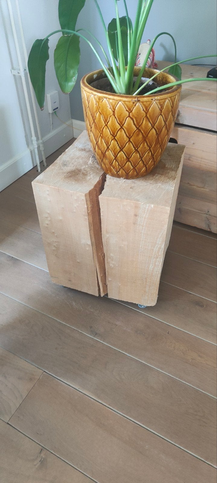 Massief Limburgs eiken blok 38x38x45 cm, Huis en Inrichting, Tafels | Bijzettafels, Ophalen