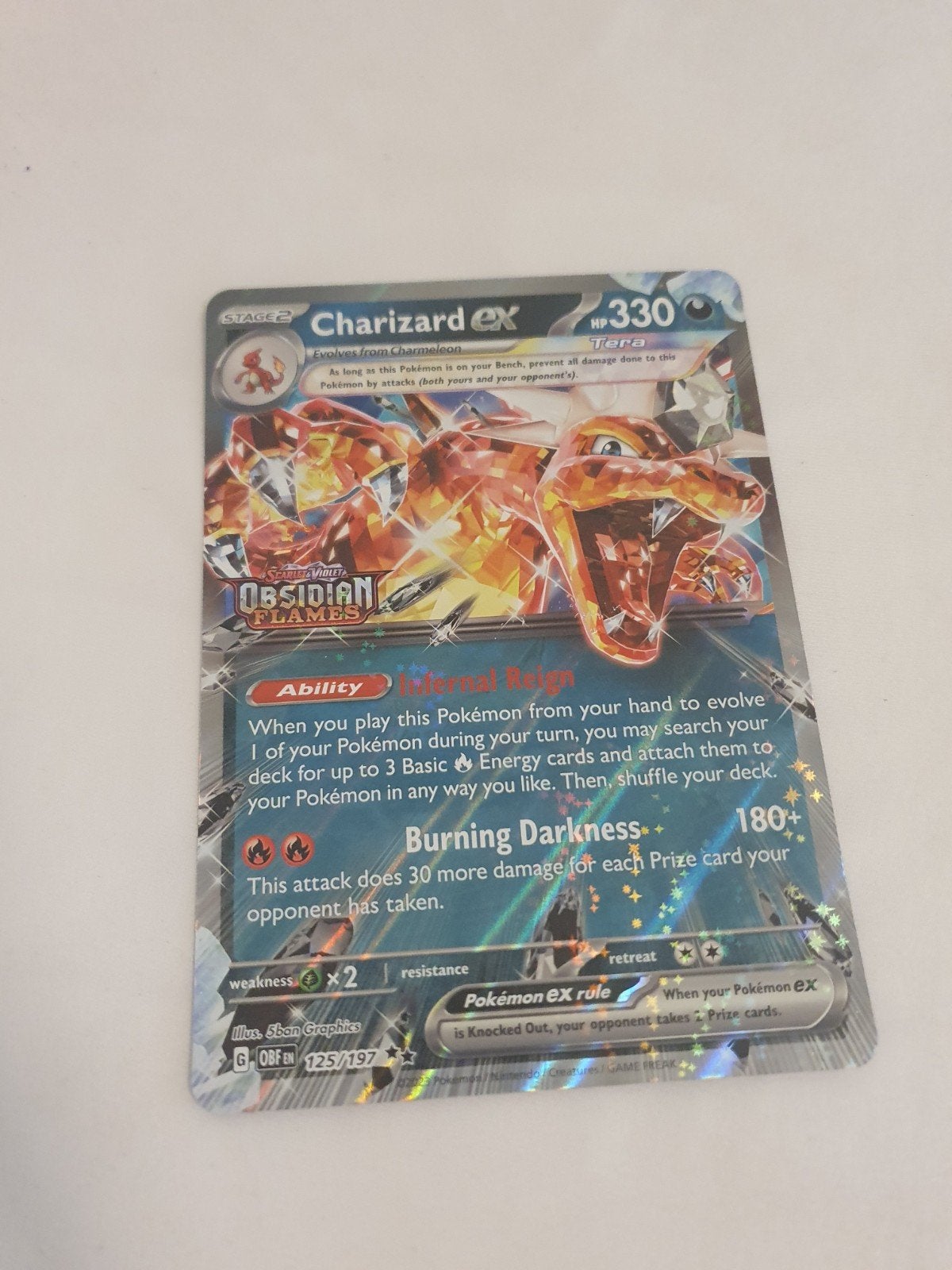 jumbo size charizard ex kaart, Ophalen of Verzenden, Zo goed als nieuw, Losse kaart