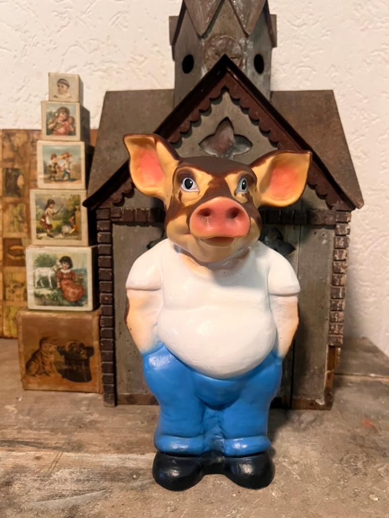 Vintage oude spaarpot varken varkentje brocante kind geld, Verzamelen, Spaarpotten, Ophalen of Verzenden, Zo goed als nieuw, Steen, Aardewerk of Keramiek