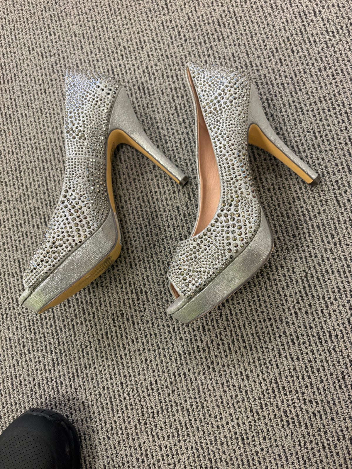 Zilveren Peep-Toe Pumps met Strass Steentjes - Maat 40, Ophalen of Verzenden, Zo goed als nieuw, Overige kleuren, Pumps