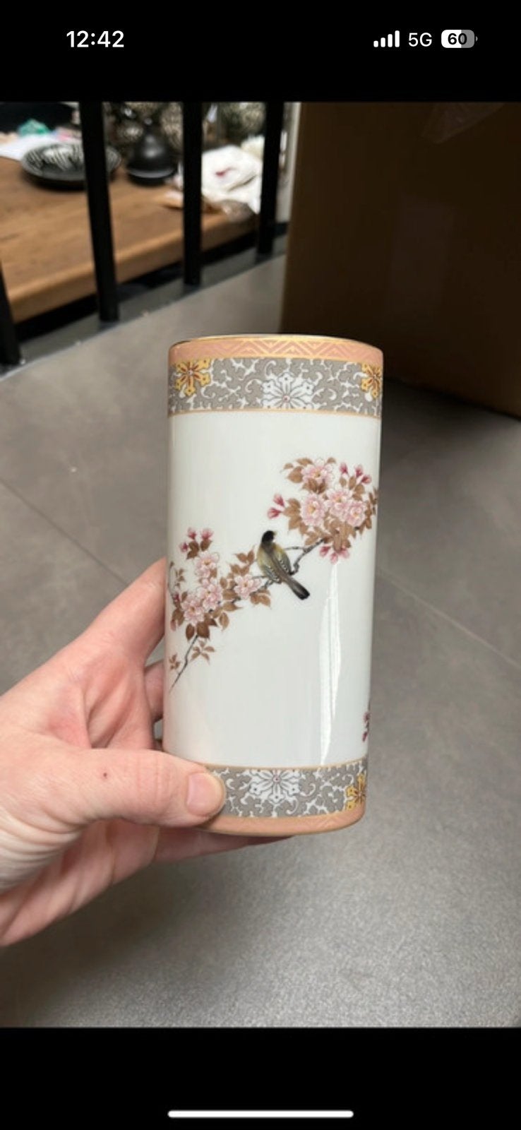 VAGA International porseleinen vaas – Vogel & bloesem decor, Ophalen of Verzenden