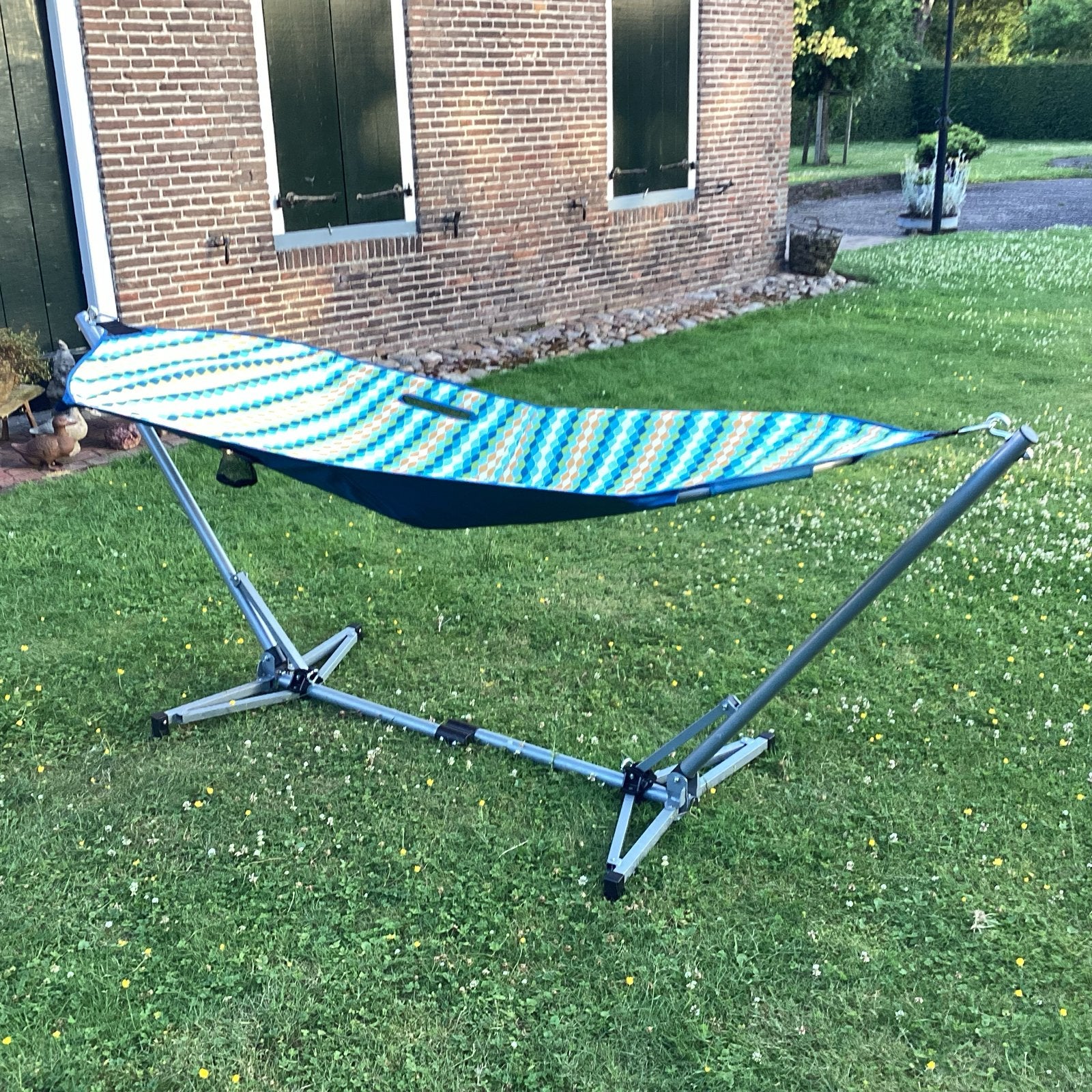 Hangmat met standaard - Inklapbaar en Opvouwbaar, Tuin en Terras, Hangmatten, Binnen, Ophalen of Verzenden, Zo goed als nieuw