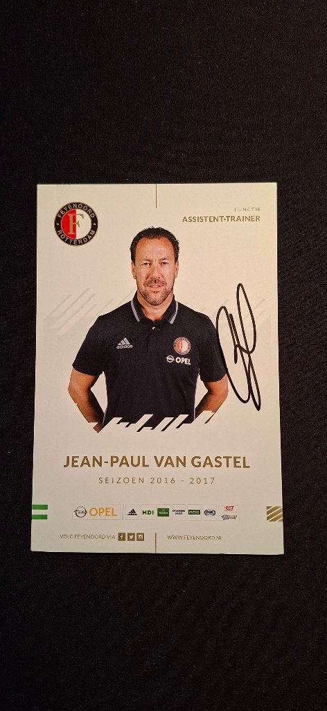 Spelerskaart met handtekening JP van Gastel # Feyenoord, Verzamelen, Ophalen of Verzenden, Nieuw, Feyenoord, Spelerskaart