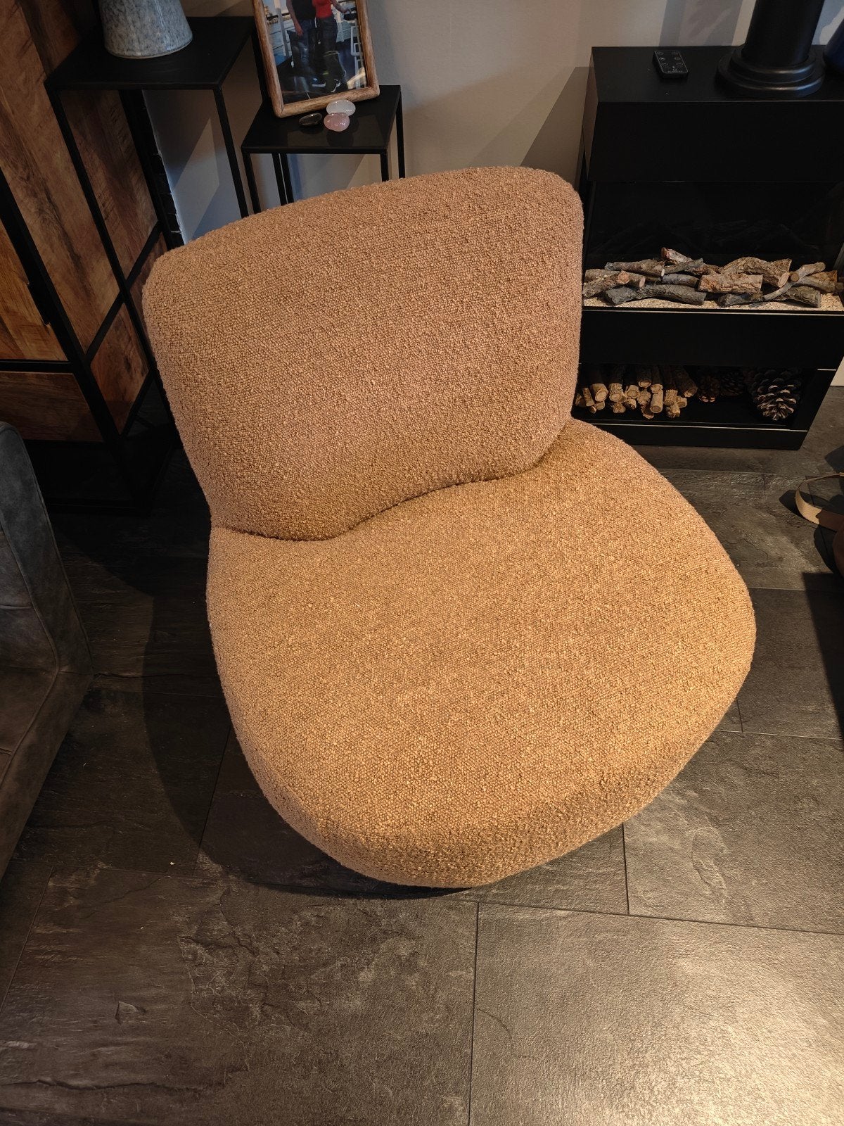 Fauteuil - Zo goed als nieuw, Ophalen, Bruin, Modern, Bouclé, Zo goed als nieuw