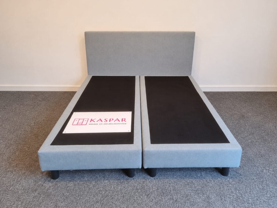 boxspring bed 160x200 liht grijs. Leveren mogelijk, Tweepersoons, Ophalen of Verzenden, Zo goed als nieuw, X