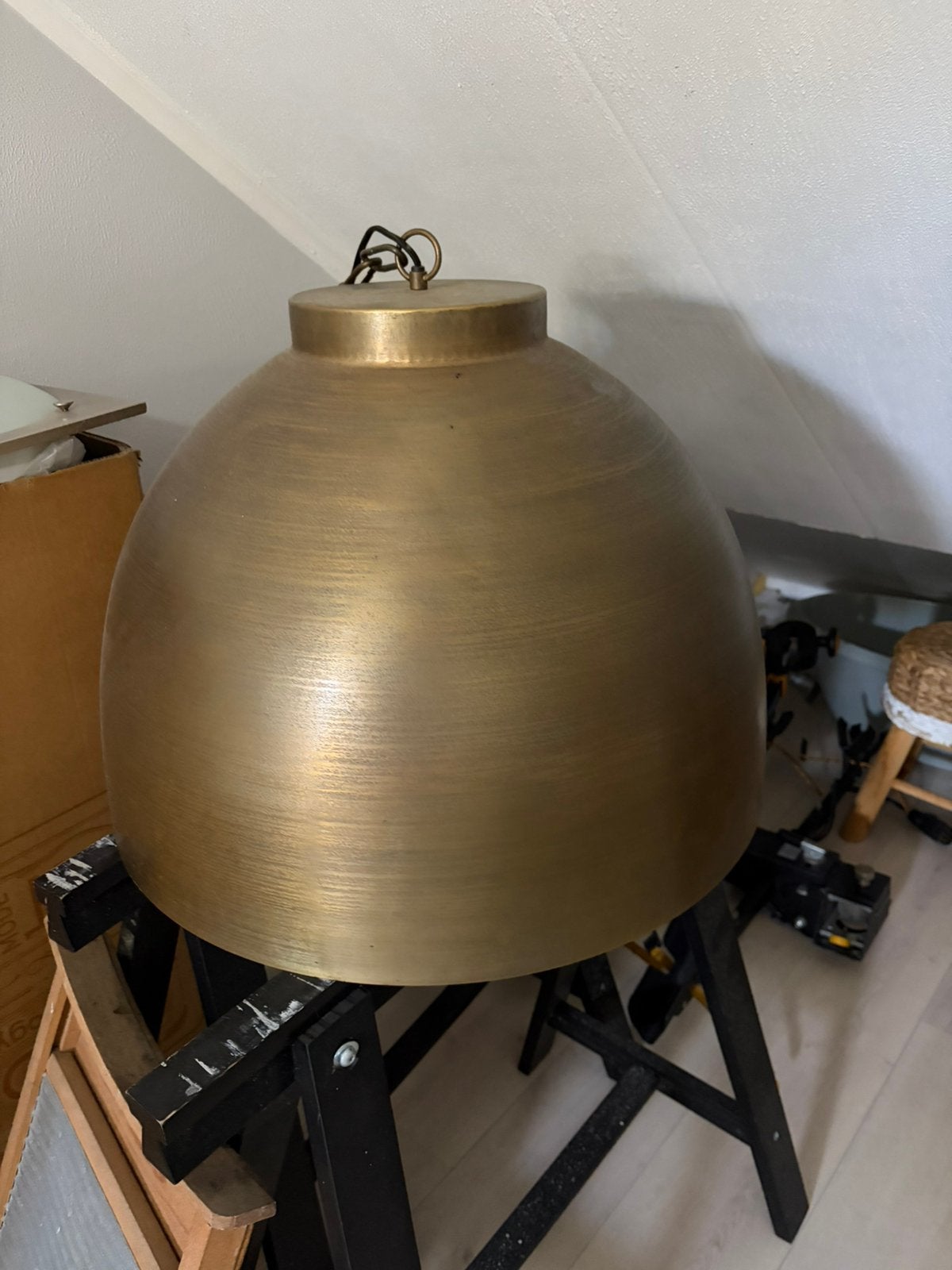Mooie industriële hanglamp koperkleur, Ophalen, Zo goed als nieuw