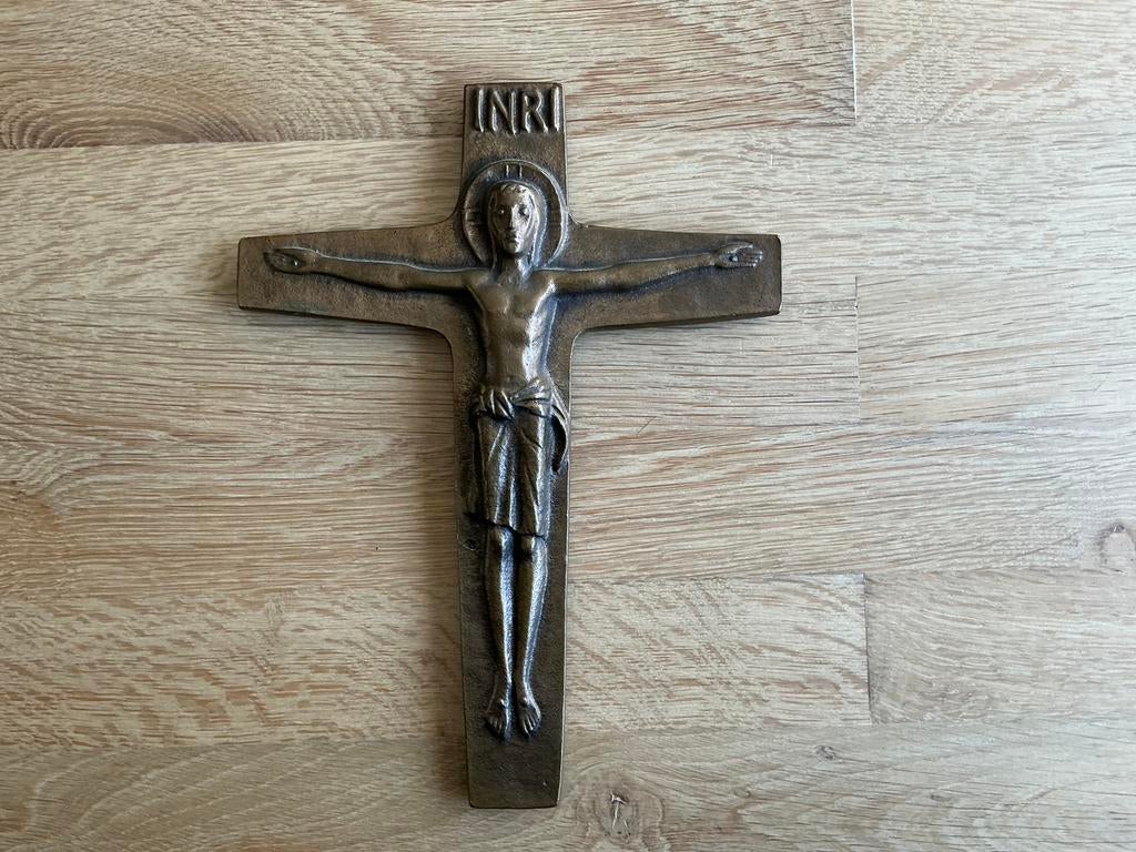 Kruisbeeld Corpus Christi Crusfix brons., Ophalen of Verzenden, Zo goed als nieuw, Beeld(je)