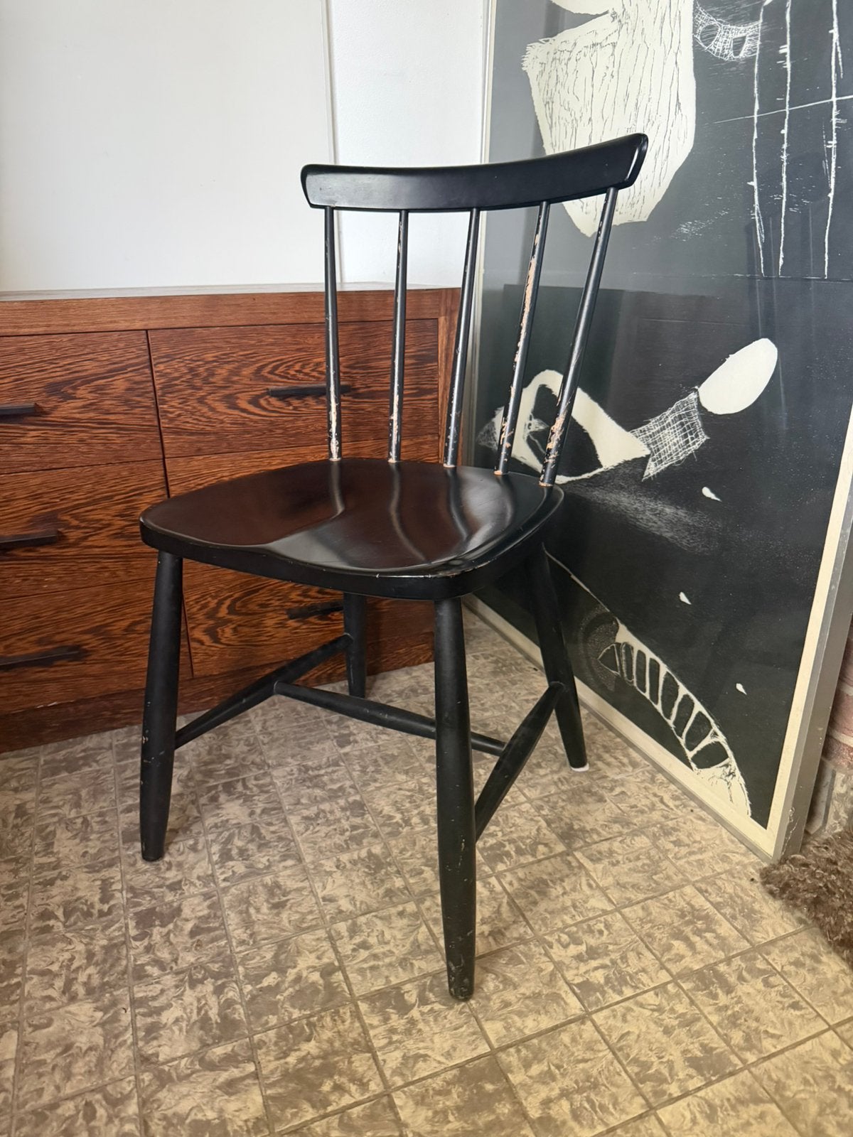 Tapiovaara / Pastoe spijlenstoel jaren 50 teab, Huis en Inrichting, Ophalen, Gebruikt, Bruin, Eén