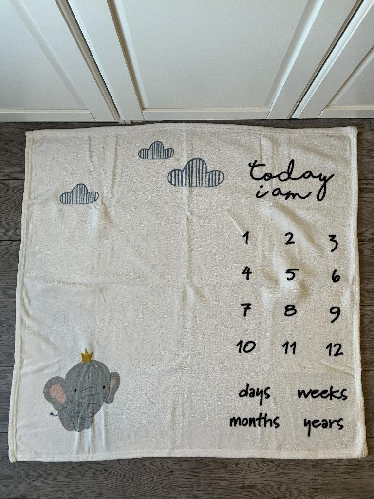 Baby milestone / mijlpaal deken 100x100 cm, Ophalen of Verzenden, Zo goed als nieuw, 100 cm of meer, Deken
