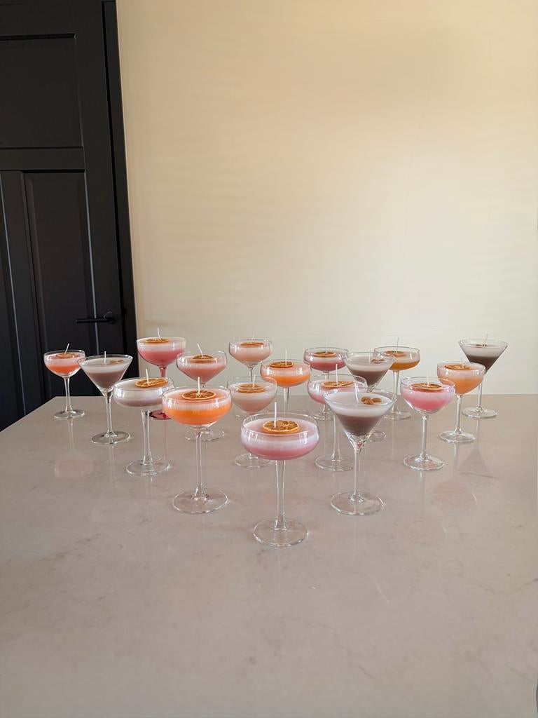 Cocktail kaarsen: Espresso/Pornstar Martini, Aperol Spritz, Ophalen of Verzenden, Nieuw, Overige materialen, Minder dan 25 cm